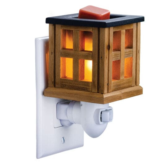 Vintage Style Bulb Illumination Fragrance Warmer Wood & Cane