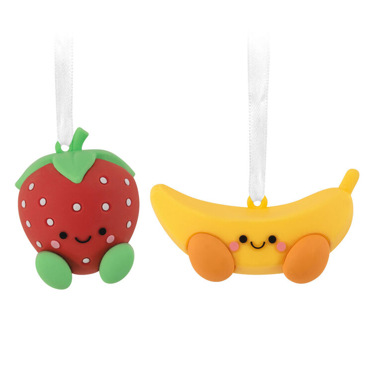 Strawberry and Banana Magnetic Hallmark Ornaments, Set of 2