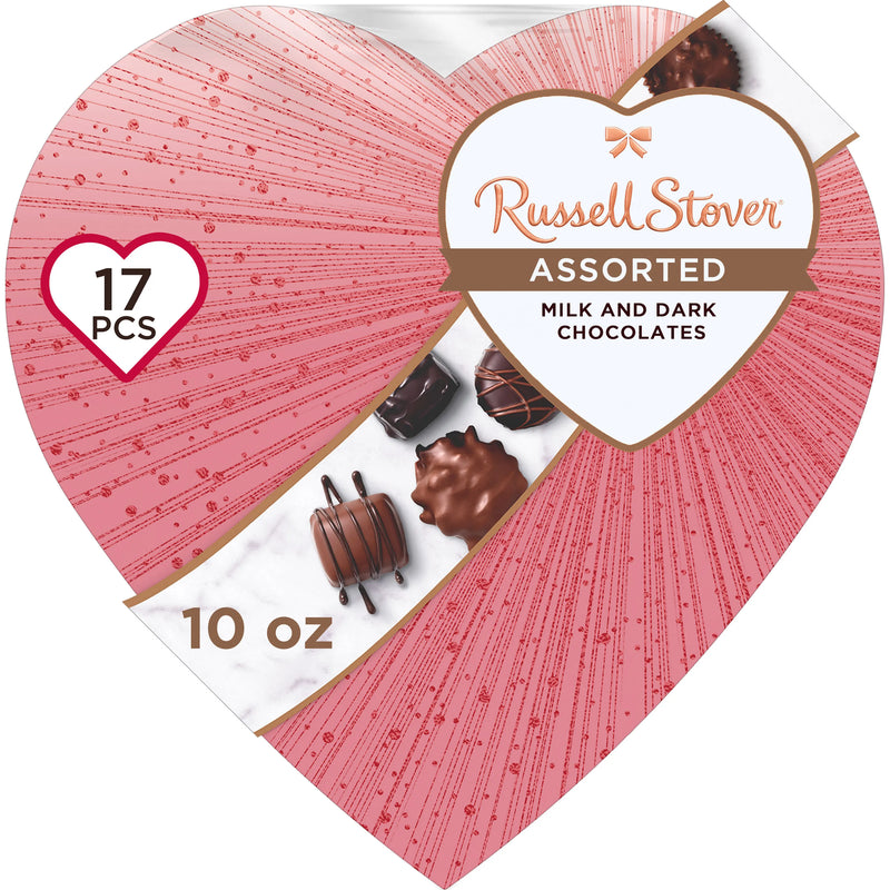 Assorted Chocolates Rose Gold Burst Heart, 10 oz.