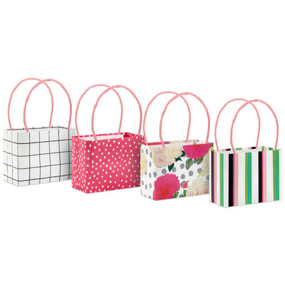 4" Pink Garden Floral Mini Horizontal Gift Bag Bundle