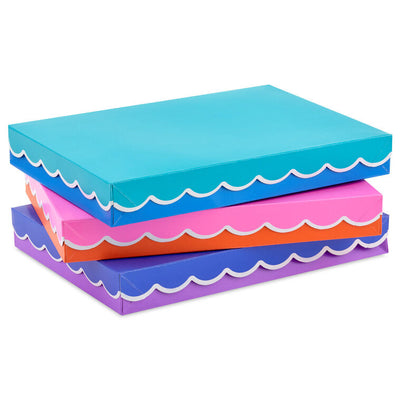 Scalloped Solids 3-Pack Assorted Small Gift Box Bundle