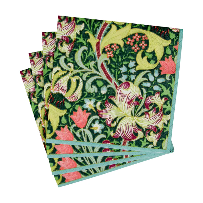 Golden Lily Forest Cocktail Napkins - 20 Per Package