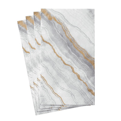 Paper Guest Towel Napkins in Marble Grey - 15 Per Package