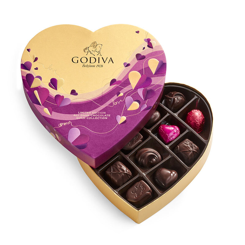 Heart Assorted Dark Chocolate Gift Box, 14 pc.