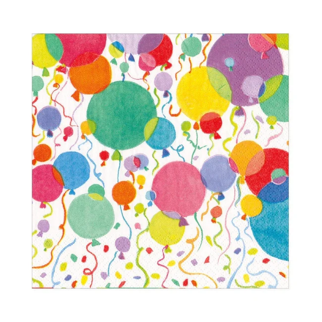 Balloons and Confetti Paper Luncheon Napkins in White - 20 Per Package