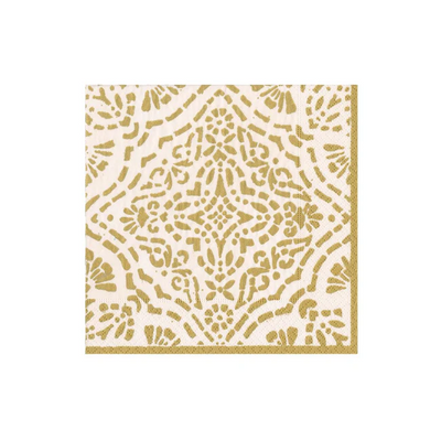 Annika Paper Cocktail Napkins in Ivory & Gold - 20 Per Package