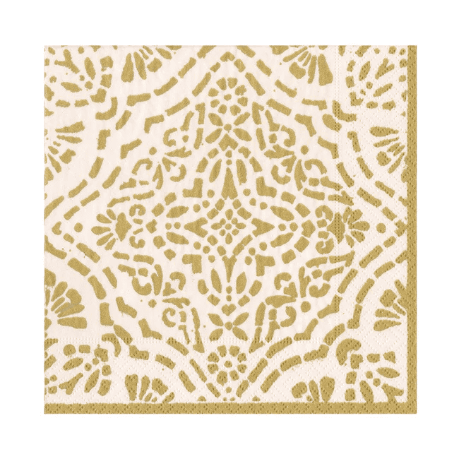 Annika Paper Luncheon Napkins in Ivory & Gold - 20 Per Package