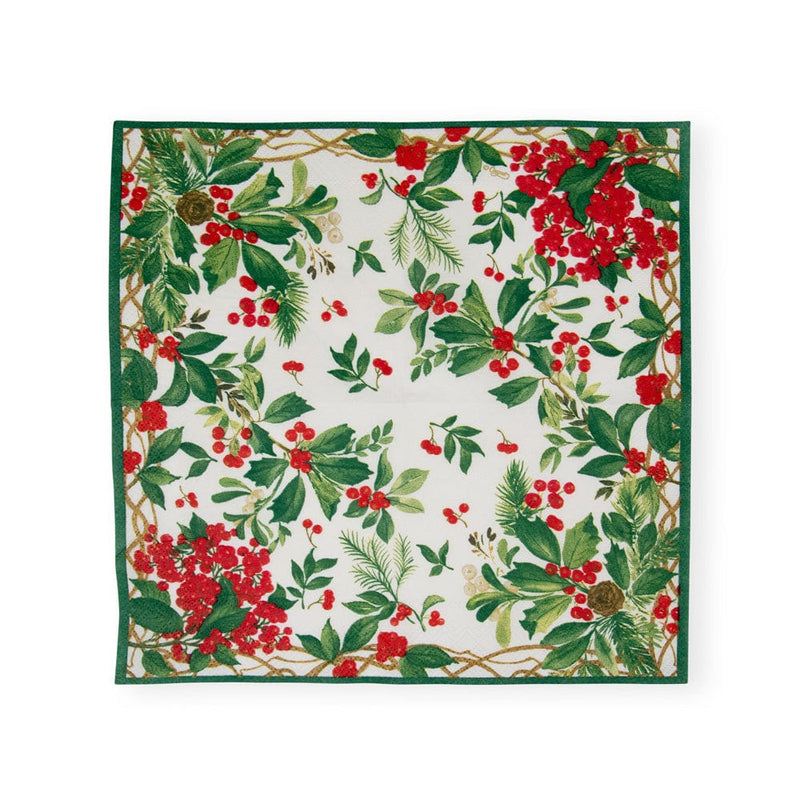 Holly Chintz White Cocktail Napkins - 20 Per Package