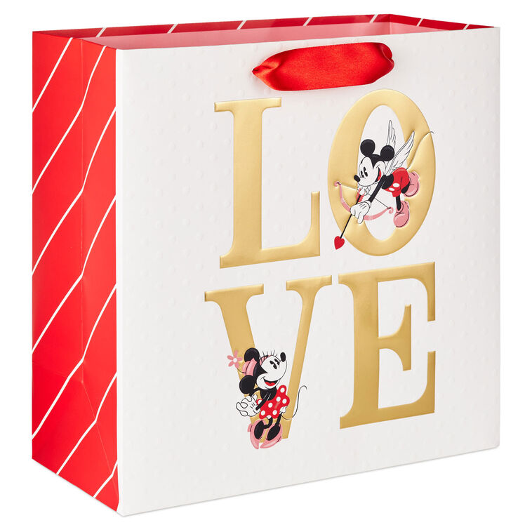 10.4" Disney Mickey and Minnie Love Large Square Gift Bag