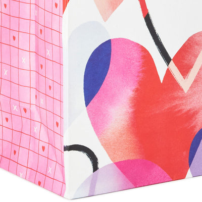 9.6" Watercolor Hearts Medium Valentine's Day Gift Bag With Tissue Paper