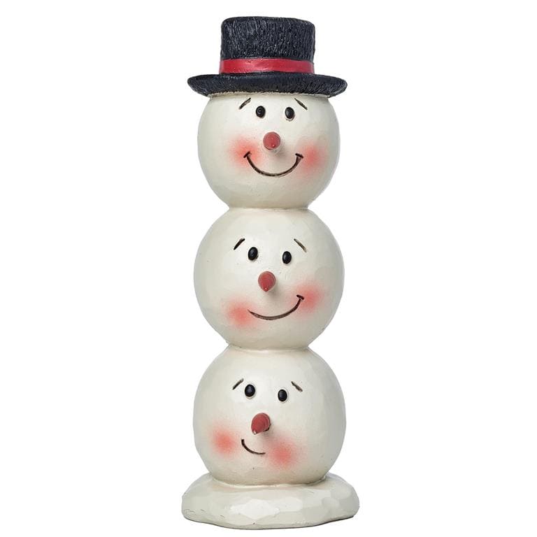 Stacked Snowmen Heads with Black Hat