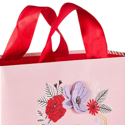 10.4" Flowers on Pink Large Square Valentine's Day Gift Bag