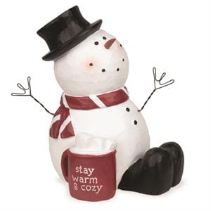 Snowman with Mug Stay Warm and Cozy