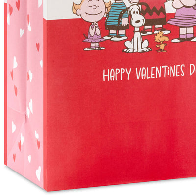 9.6" Peanuts® Gang on Red and White Medium Valentine's Day Gift Bag