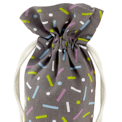 14" Confetti on Black Fabric Wine Gift Bag