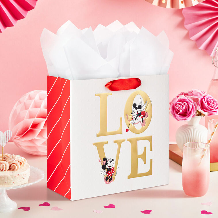 10.4" Disney Mickey and Minnie Love Large Square Gift Bag