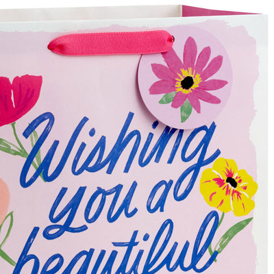 13" Floral Beauty on Pink Large Birthday Gift Bag