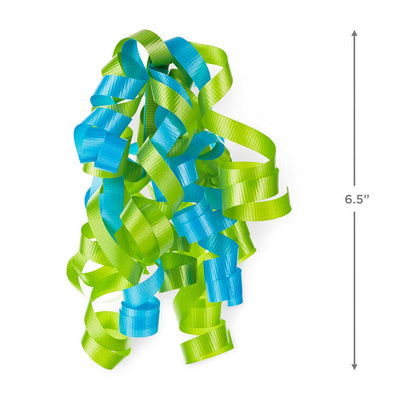 6.5" Aqua and Light Green Curly Ribbon Gift Bow