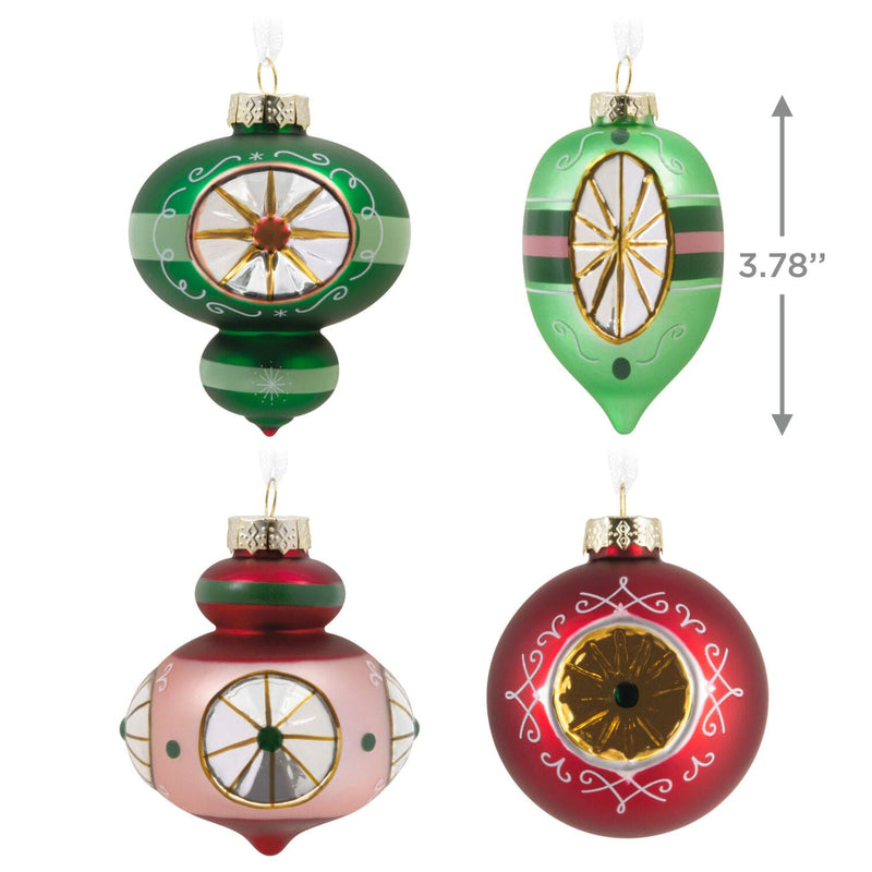 Good Cheer Nostalgic Glass Hallmark Ornaments, Set of 4