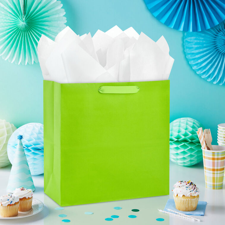 10.4" Lime Green Large Square Gift Bag