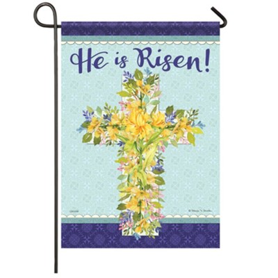 Floral Cross Garden Flag