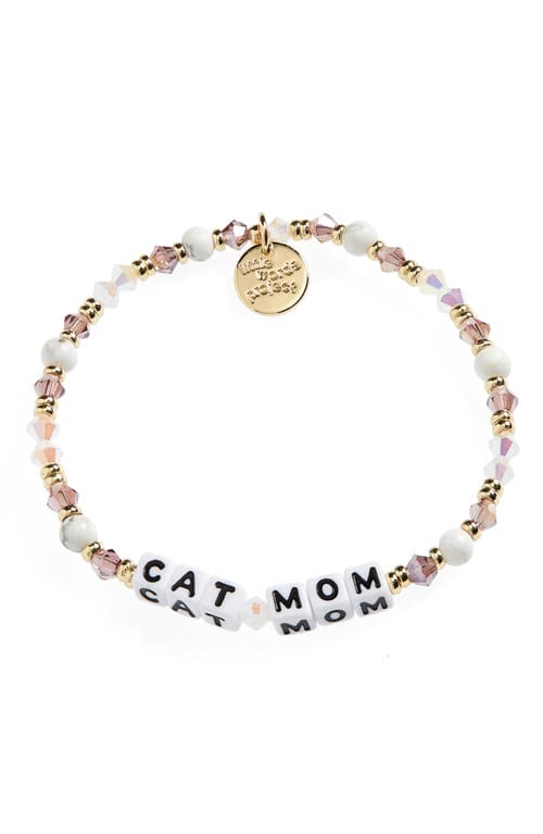 Cat Mom Mom Life Crystal Beaded Stretch Bracelet - Small/Medium