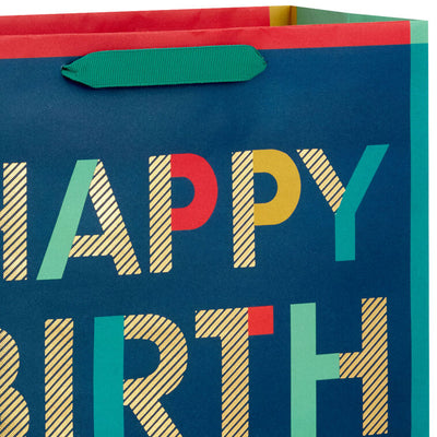 13" Bold Stacked Wishes Large Birthday Gift Bag