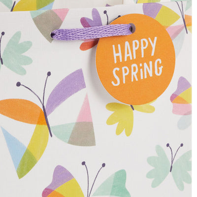 6.5" Happy Spring Butterflies on White Small Gift Bag