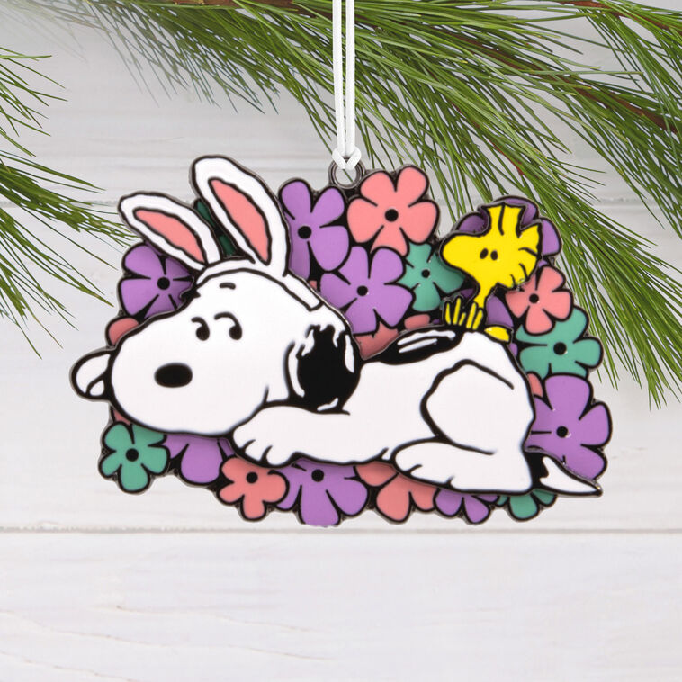 Peanuts® Snoopy With Bunny Ears Moving Metal Hallmark Ornament