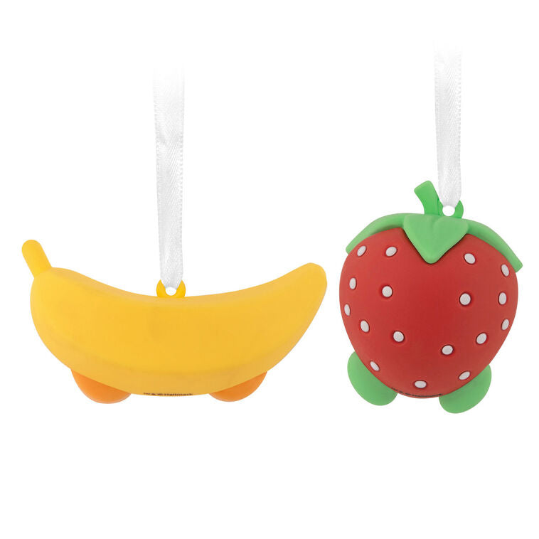 Strawberry and Banana Magnetic Hallmark Ornaments, Set of 2