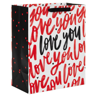 13" Love You Script on White Large Gift Bag