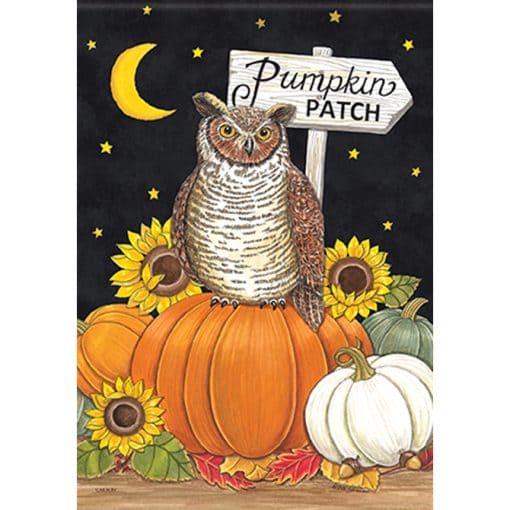 Pumpkin Patch Owl Garden Flag