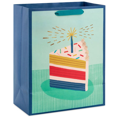 13" Candle and Cake Slice Large Birthday Gift Bag