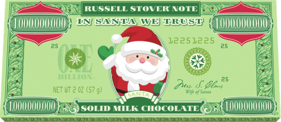 Solid Milk Chocolate Santa Money 2 oz.