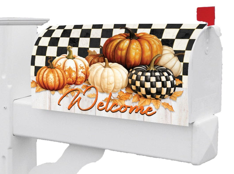 Checkered Pumpkin Mailbox Makeover