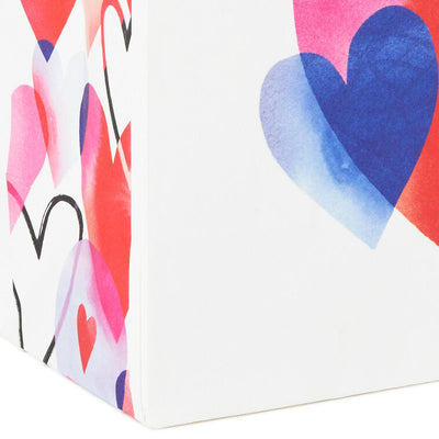 6.5" Watercolor Hearts on White Small Valentine's Day Gift Bag