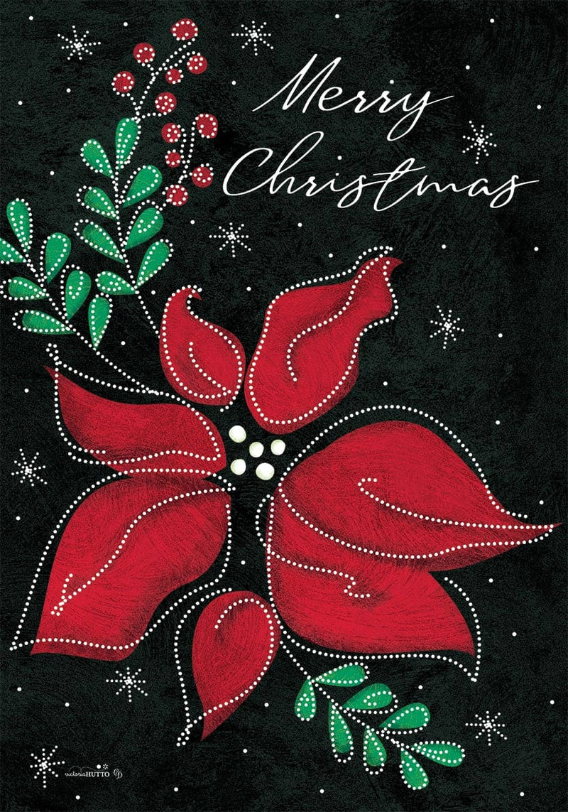 Poinsettia on Black Flag by Victoria Hutto