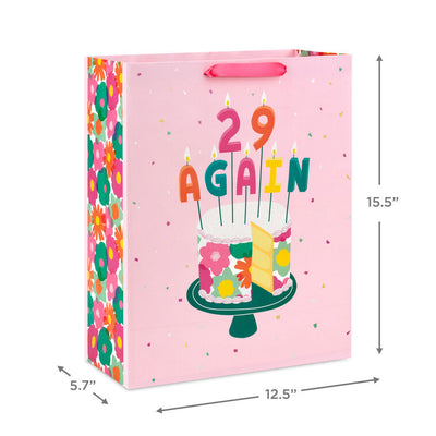 15.5" 29 Again Cake and Candles Extra-Large Birthday Gift Bag