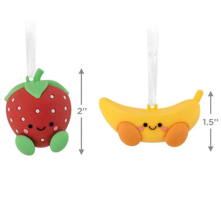 Strawberry and Banana Magnetic Hallmark Ornaments, Set of 2