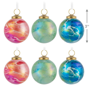 Signature Marbled Glass Hallmark Ornaments, Set of 6