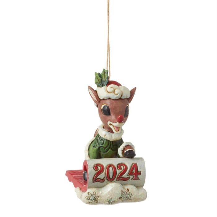 Rudolph on Sled Ornament