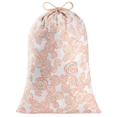 28" Pink Roses on Ivory Wedding Canvas Gift Sack With Gift Tag