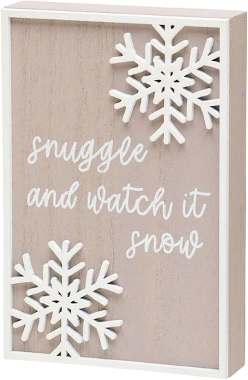 Snuggle and Watch It Snow Grey Washed Snow Sign