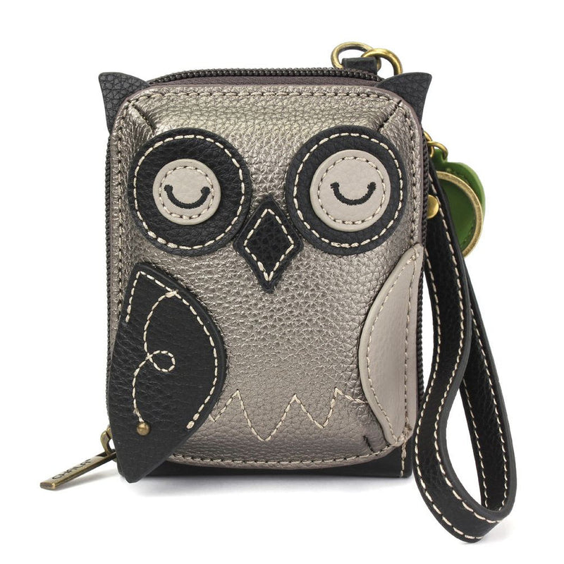 Cute Credit Card Holder - Owl Pewter