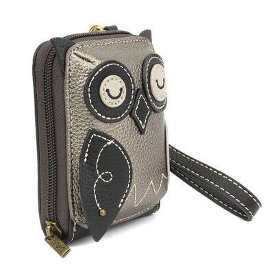 Cute Credit Card Holder - Owl Pewter