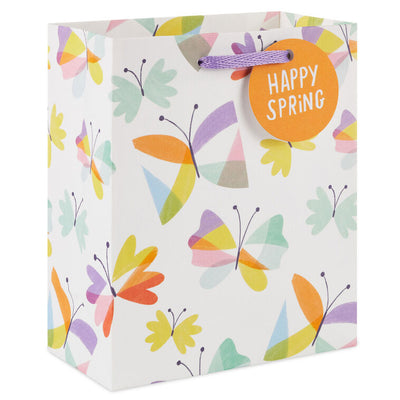 6.5" Happy Spring Butterflies on White Small Gift Bag