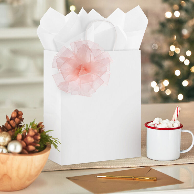 4.6" Light Pink Sheer Ribbon Gift Bow