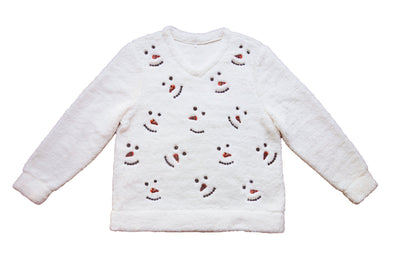 Snowman Sequin Sherpa Pullover