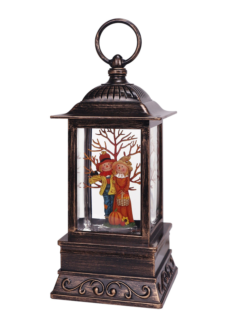 Fall Scarecrow Couple - Glitter Lantern 10.5"