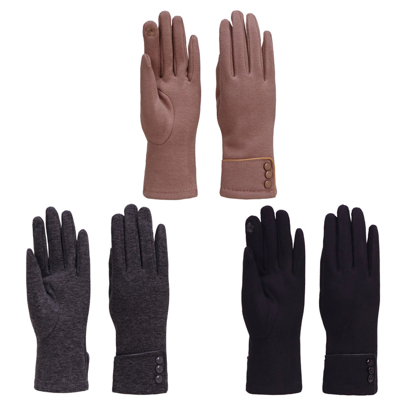 3 Button Ponte Texting Gloves